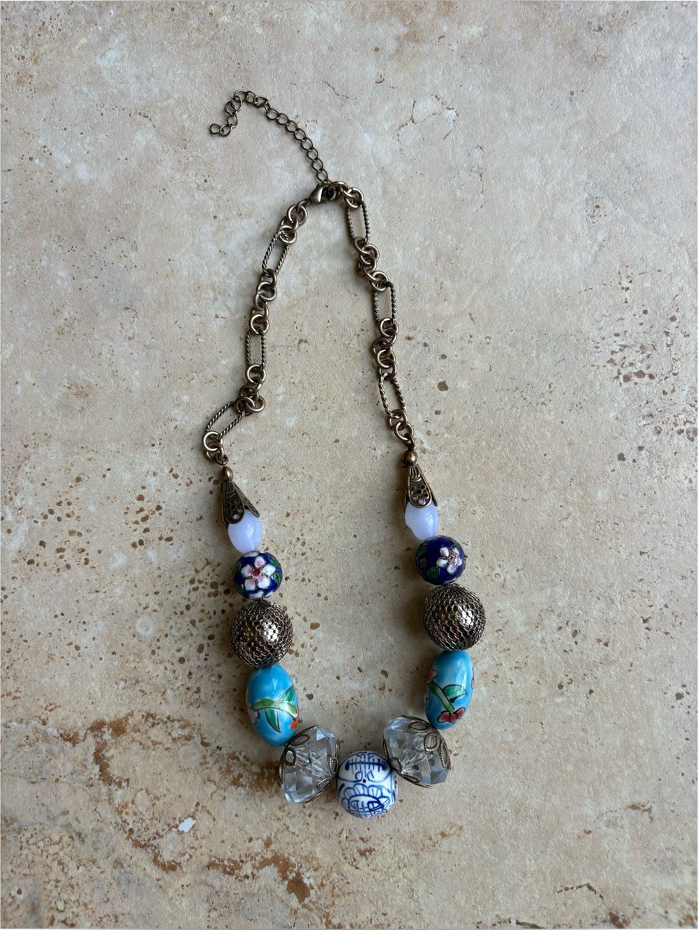 Vintage Inspired Floral Beaded Statement Necklace